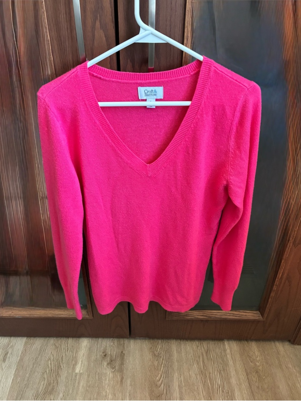 Croft & Barrow Hot Pink V-Neck Sweater